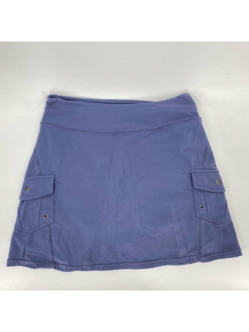 Athleta Blue Oasis Cargo Skort Elastic Pull On Snap Pockets Womens Small